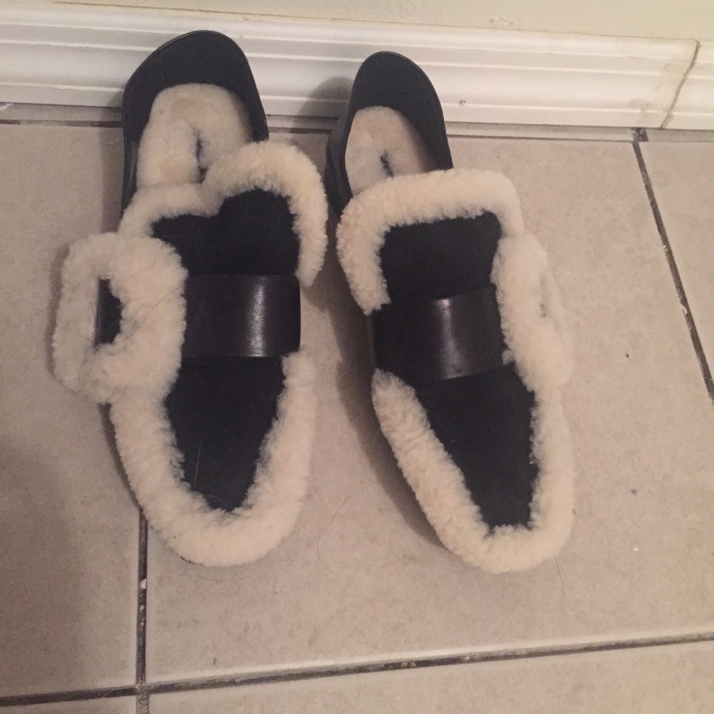 $895 Rag And Bone Shearling  Fold Over Loafers